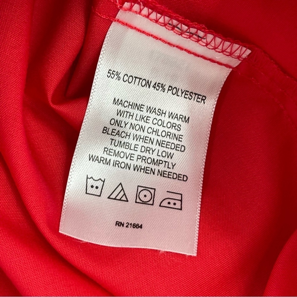 Foxcroft Womens Size 18 wrinkle Red button down shirt blouse Y neck top - Picture 6 of 8
